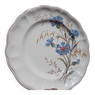 6 assiettes faience Longchamp Marguerite bleu