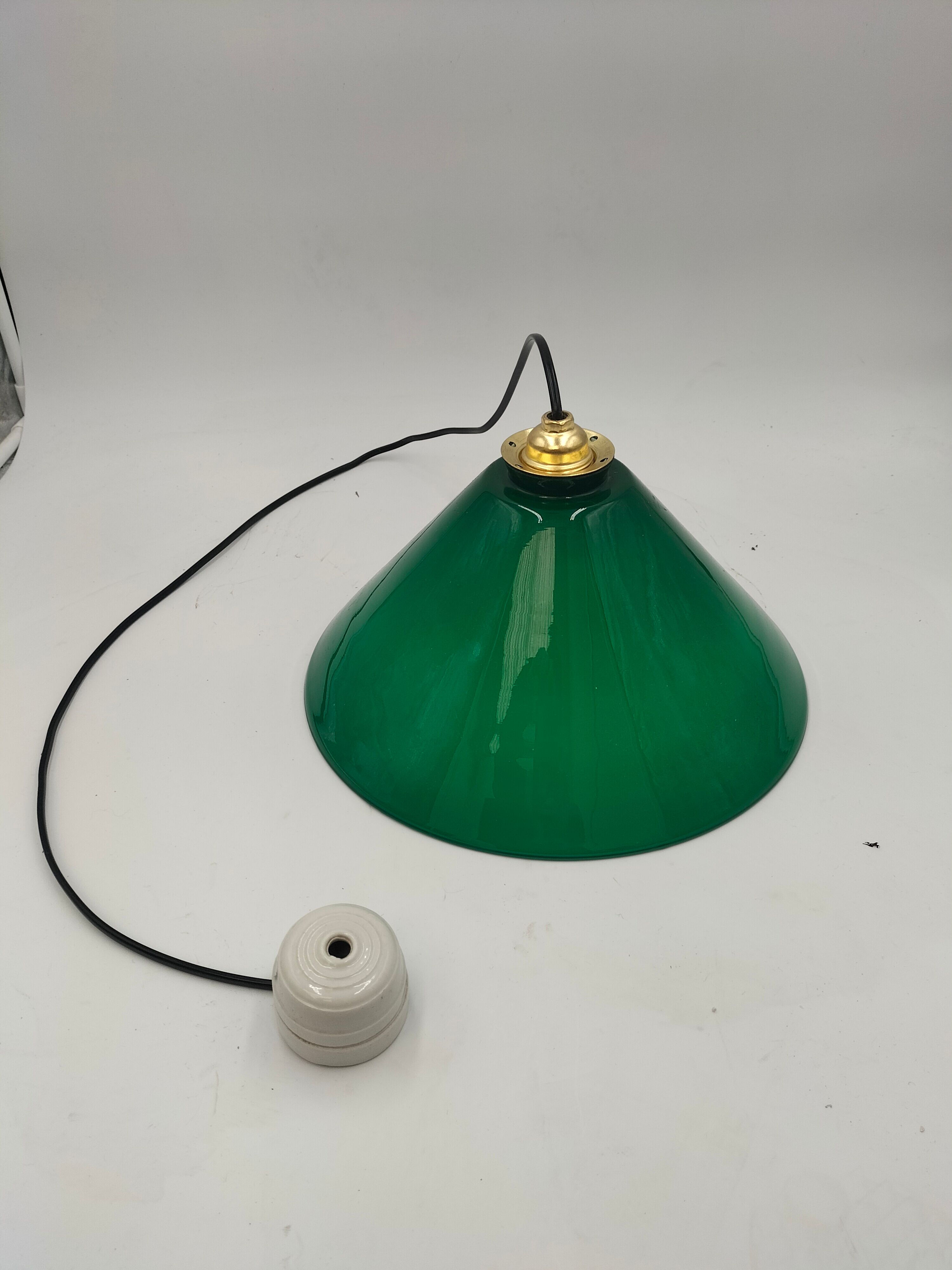 Pendant light green opaline cone