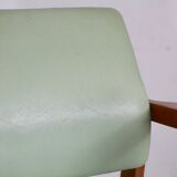 Scandinavian armchair, wood and imitation leather, circa 1975