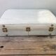 Old white leather case with vintage 70s leather handle