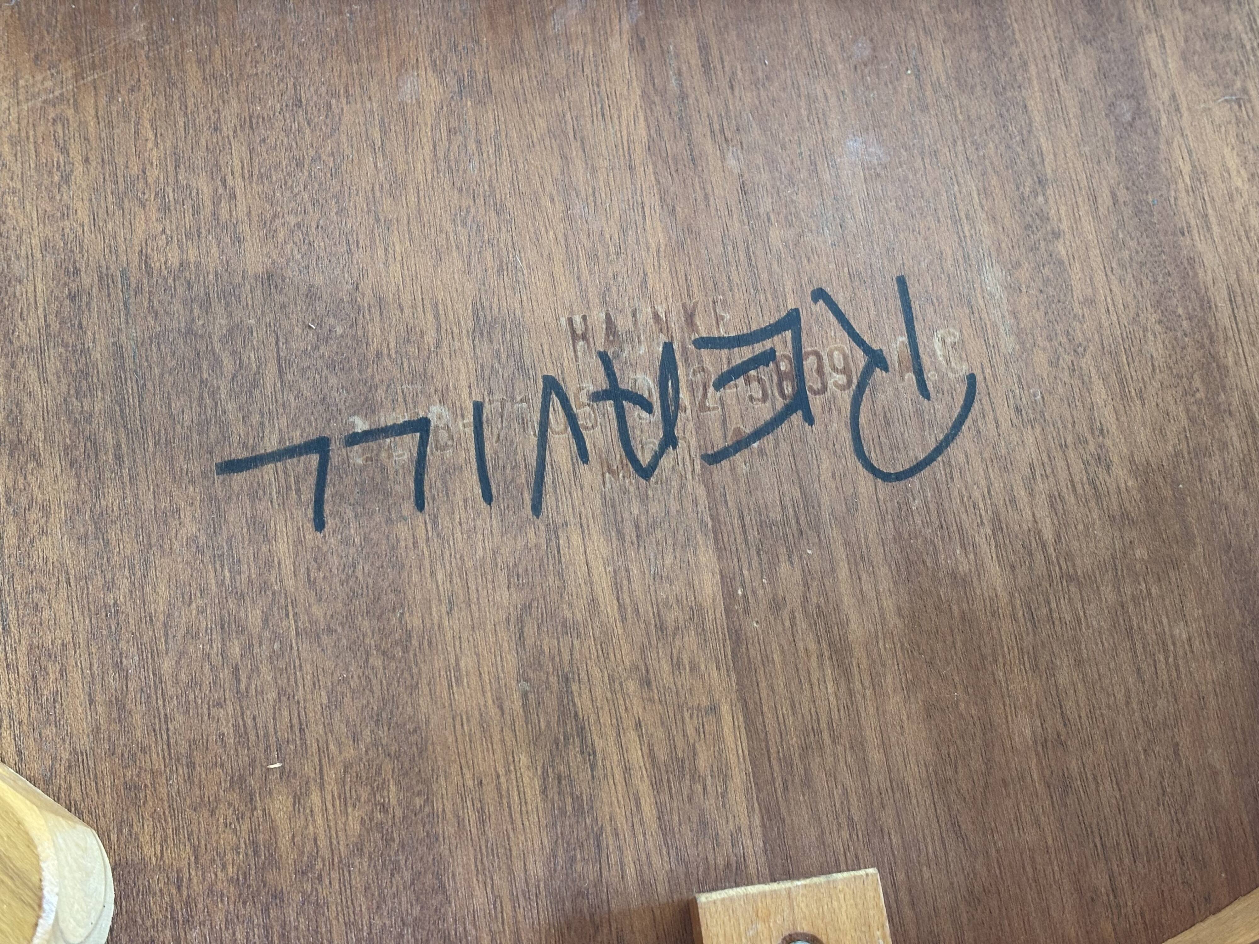 Table basse, guéridon rond en bois Hainke, Allemagne 1950