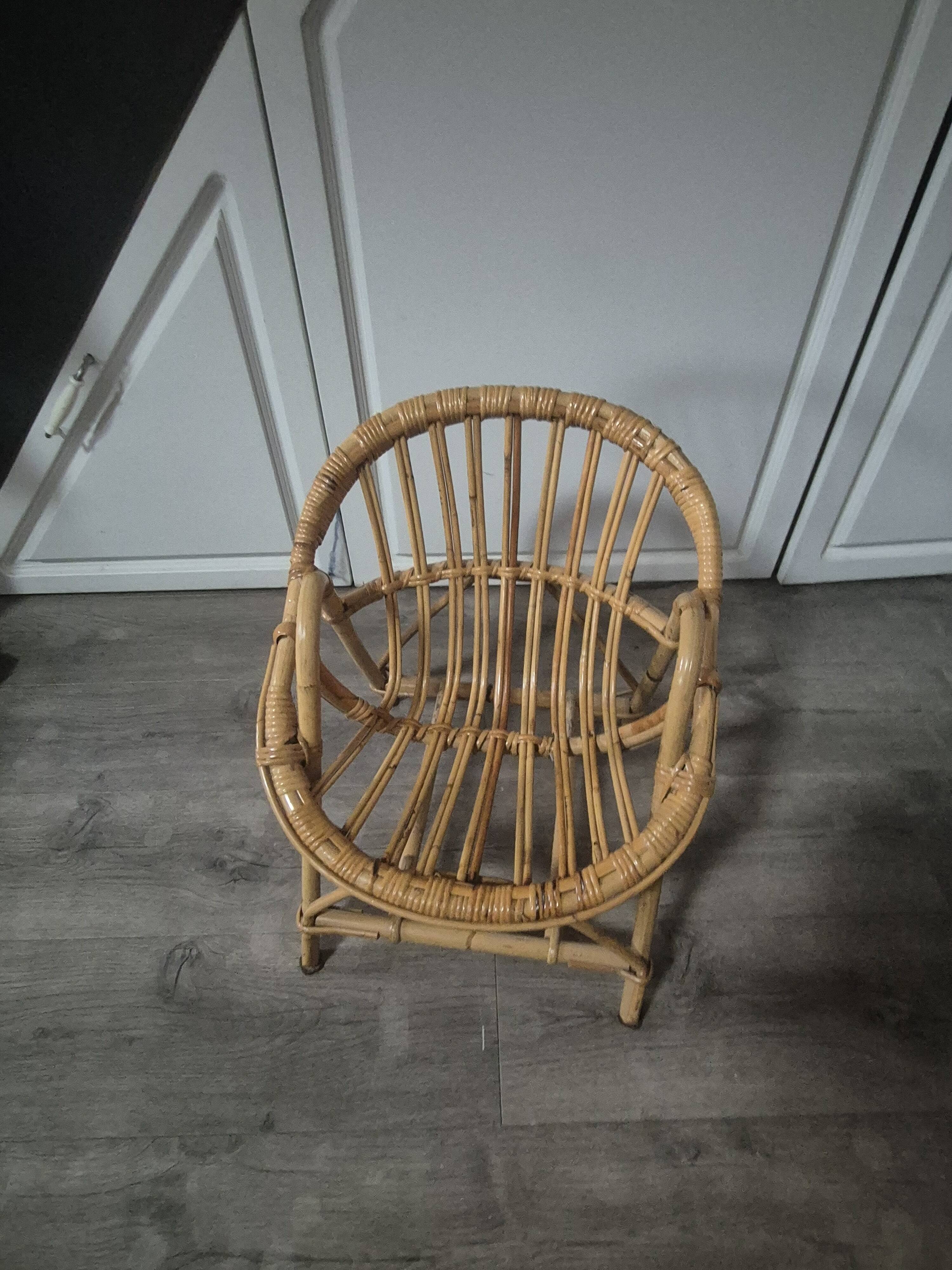 fauteuil enfant en rotin vintage