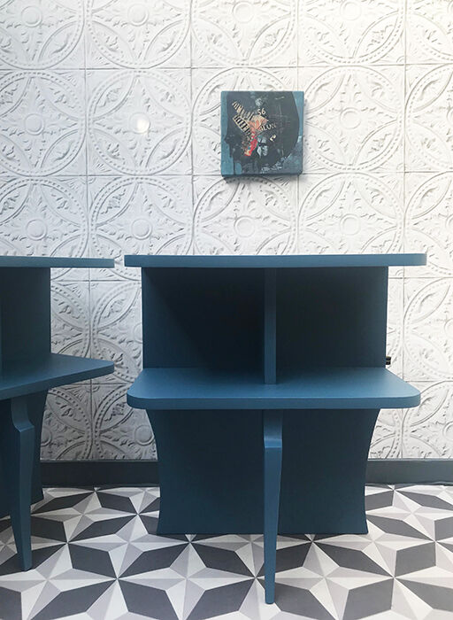 Pair of bedside blue