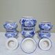 3 Delft style earthenware spice jars or apothecary pots