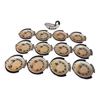 Saint Jean de Bretagne / 13-piece fish set with hand-decorated decor