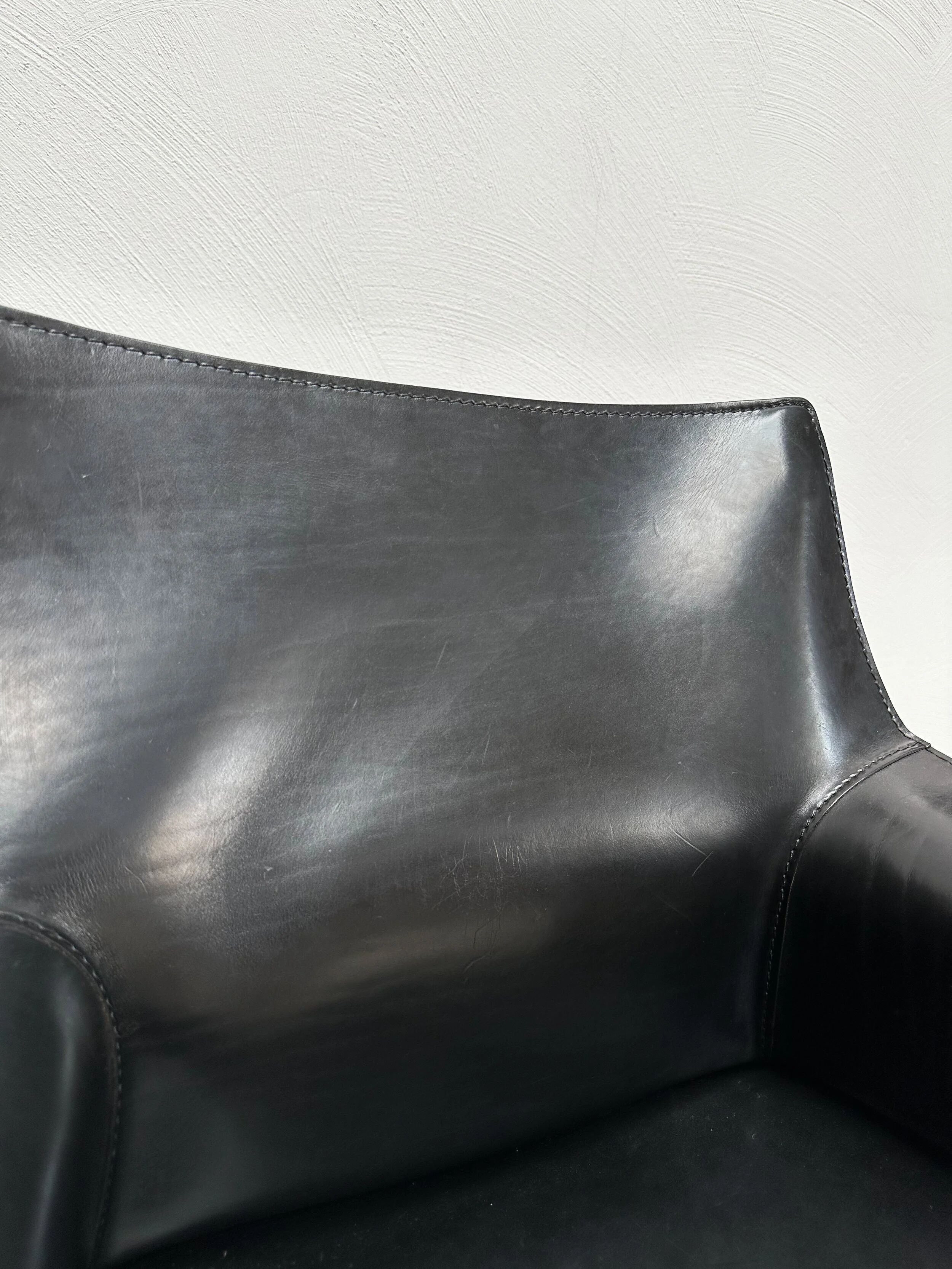 1980s Set of 2 Vintage CAB 413 Leather Armchairs by Mario Bellini - Cassina