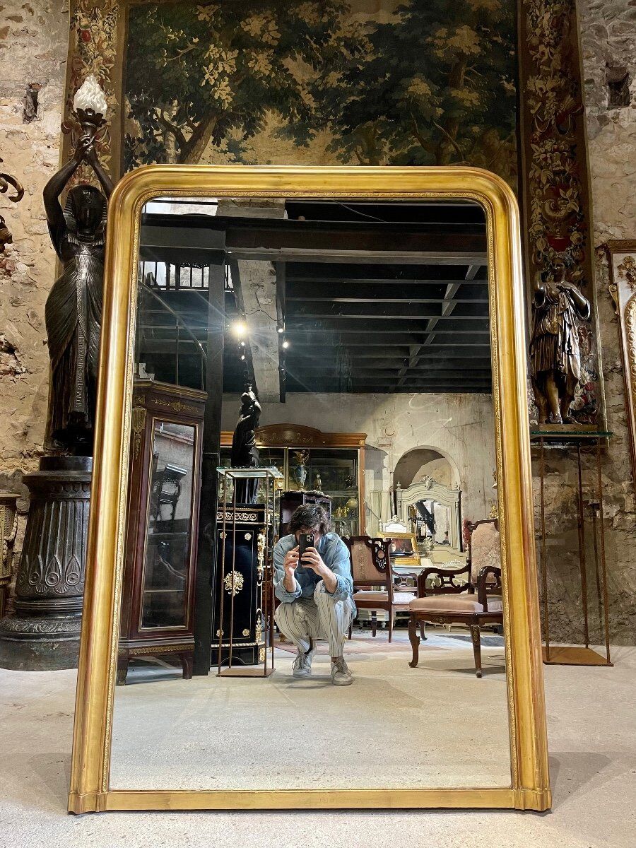 Fireplace mirror gilded wood louis philippe xix century 1m75 x 1m21