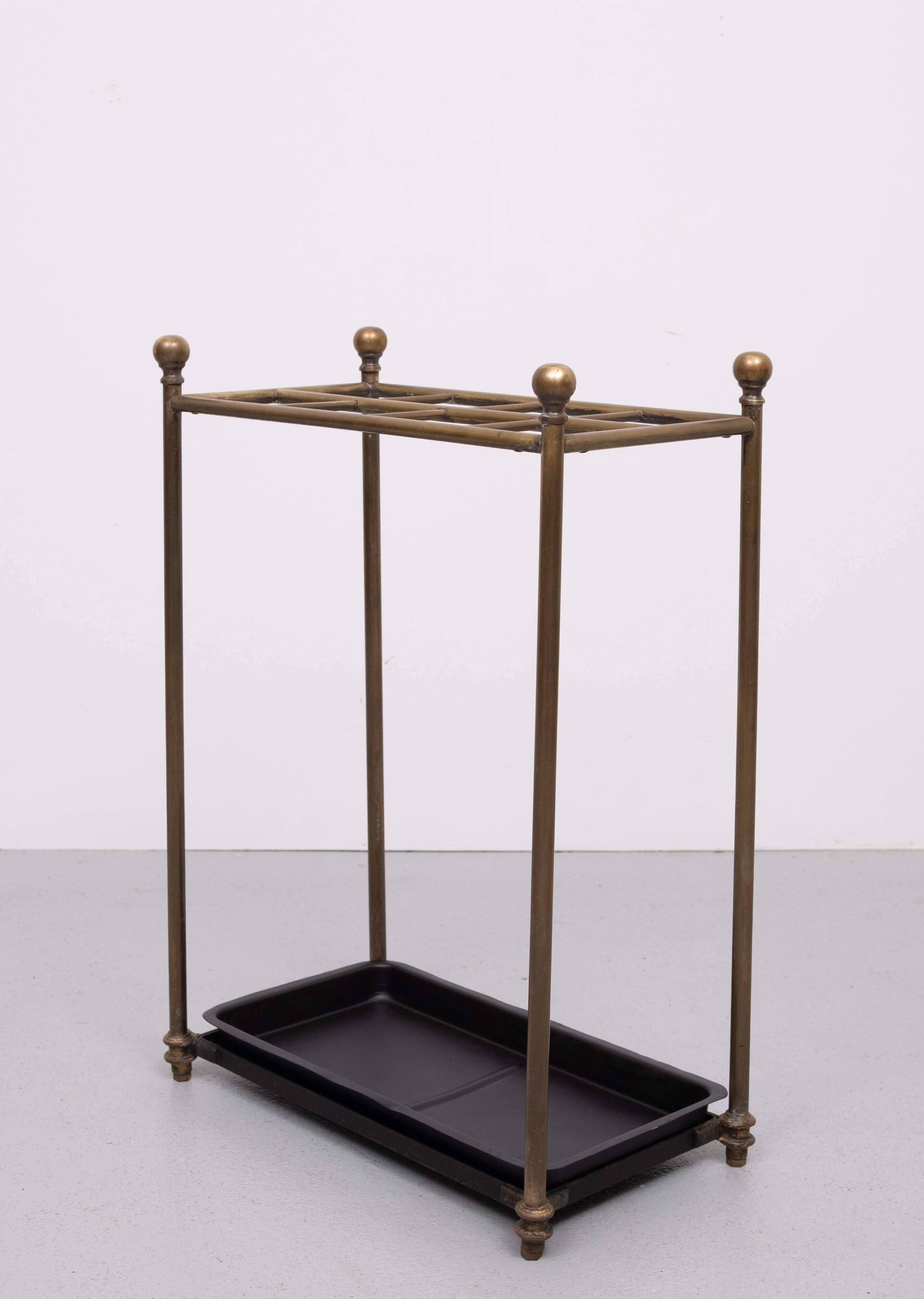 Rectangular Brass And Cast Iron Umbrella Stand. French. Circa 1900