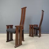 Chaises de salle à manger post-modernes à dossier haut, lot de 4, années 1970