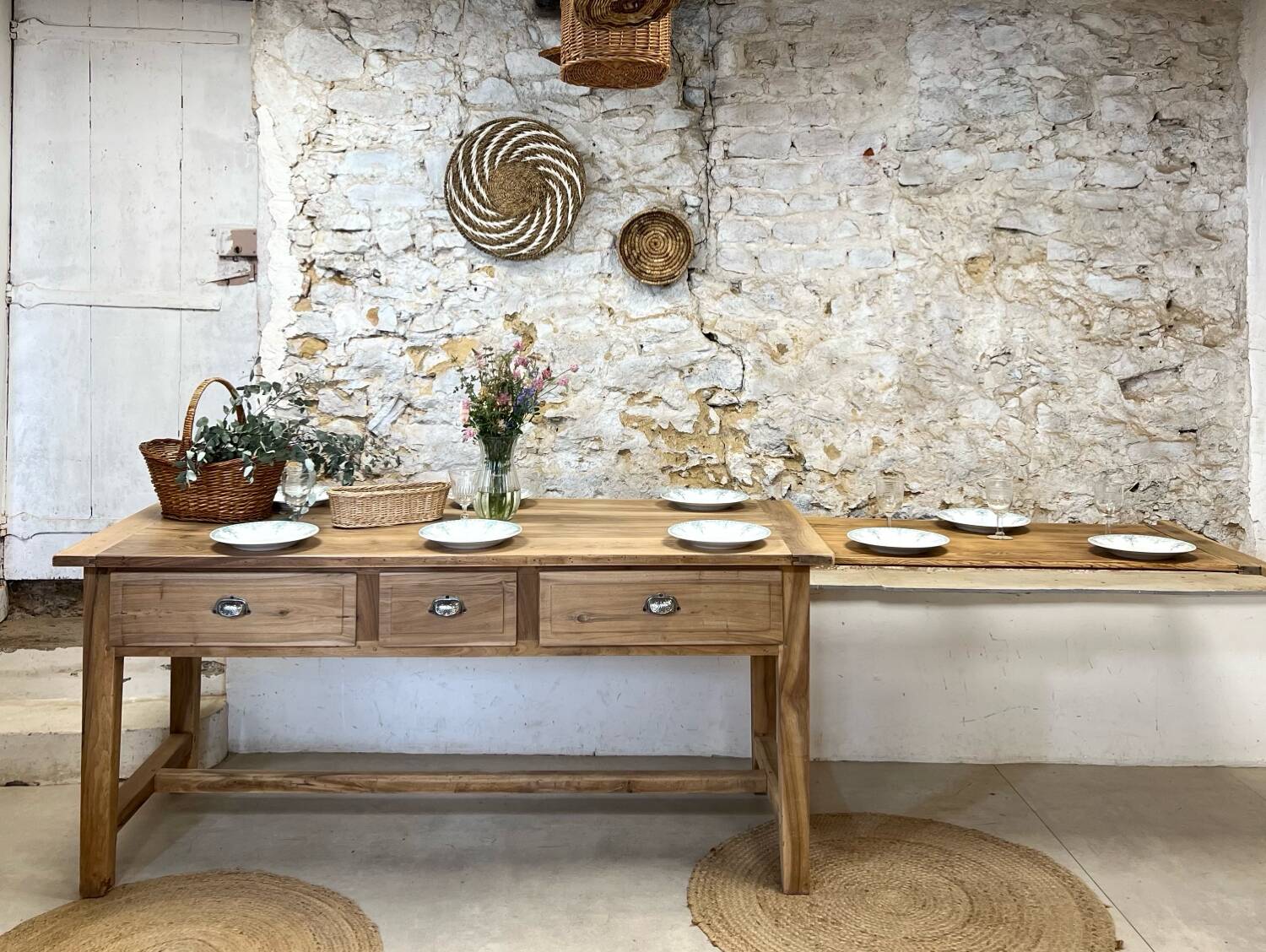 Farmhouse table with bread board