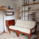 Scandinavian tripod reading lamp in teak and brass.