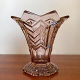 Art Deco star pressed molded glass vase