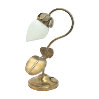 Flower lamp in opaline and brass
