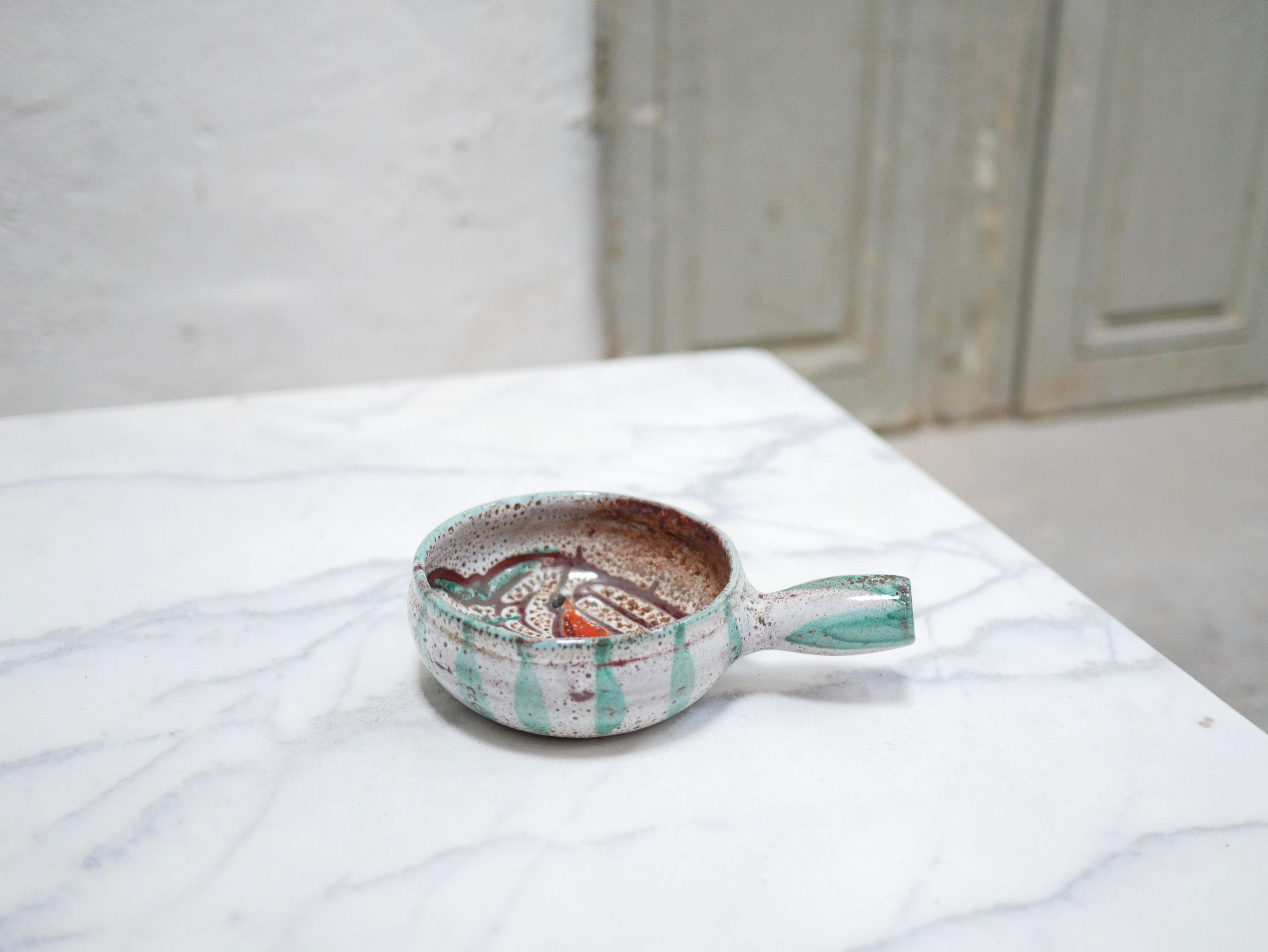 Caquelon vintage ceramic cup, Vallauris, France