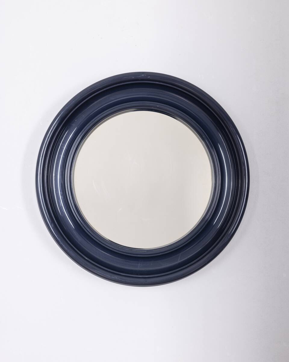 Vintage 1970s Italian design blue plastic wall mirror