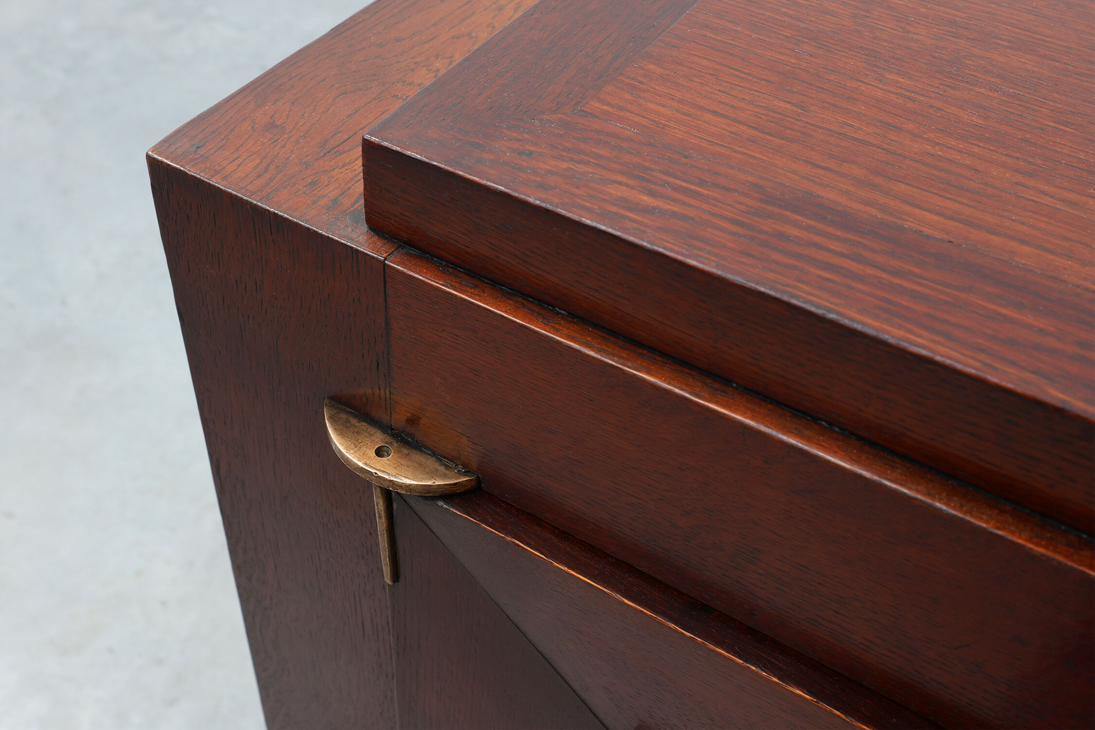 Art Deco carved geometric sideboard by Charles Dudouyt in oak, France ca. 1