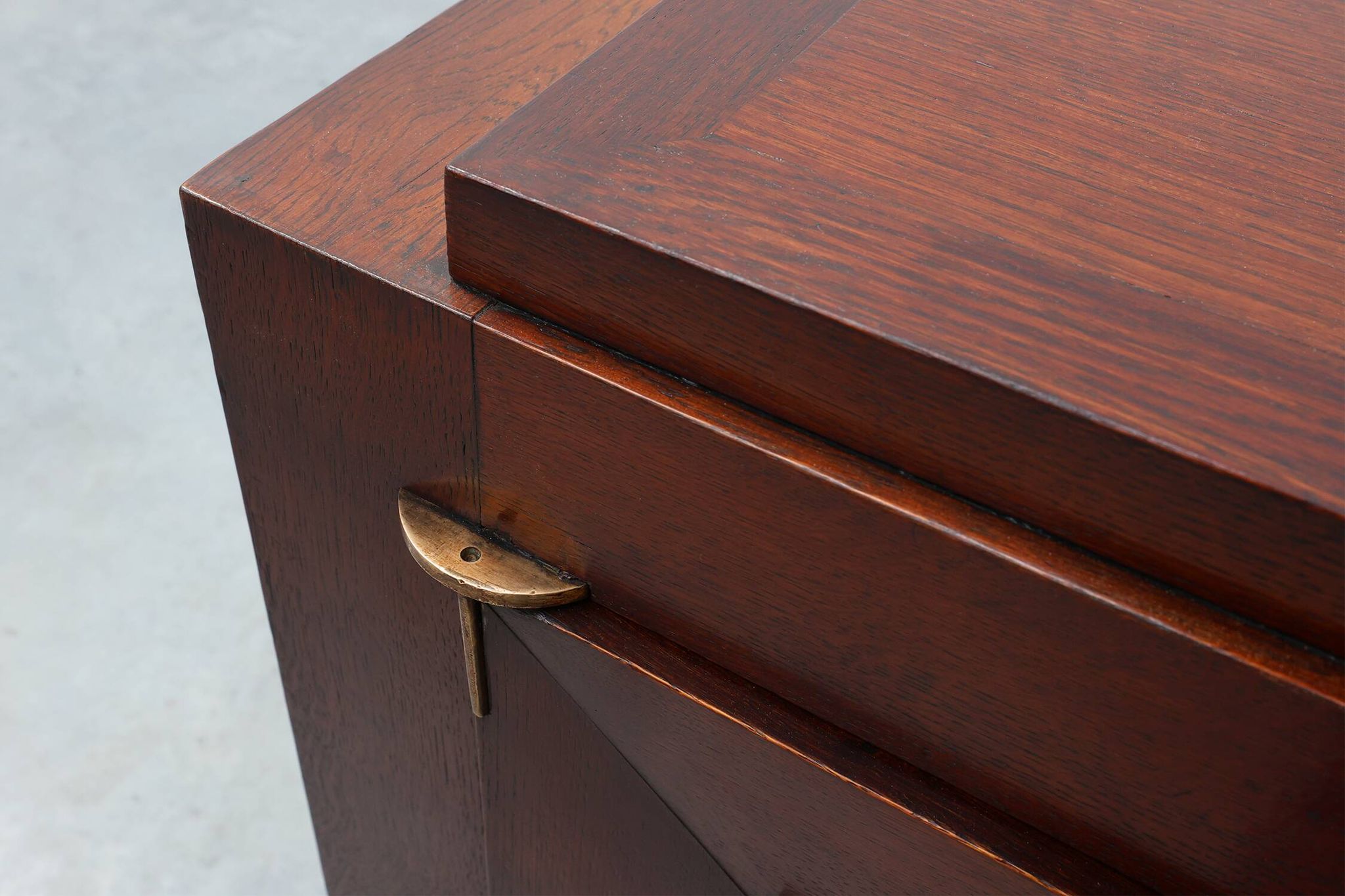Art Deco carved geometric sideboard by Charles Dudouyt in oak, France ca. 1