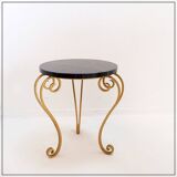 Art Deco Side Table in Marble and Gild Iron