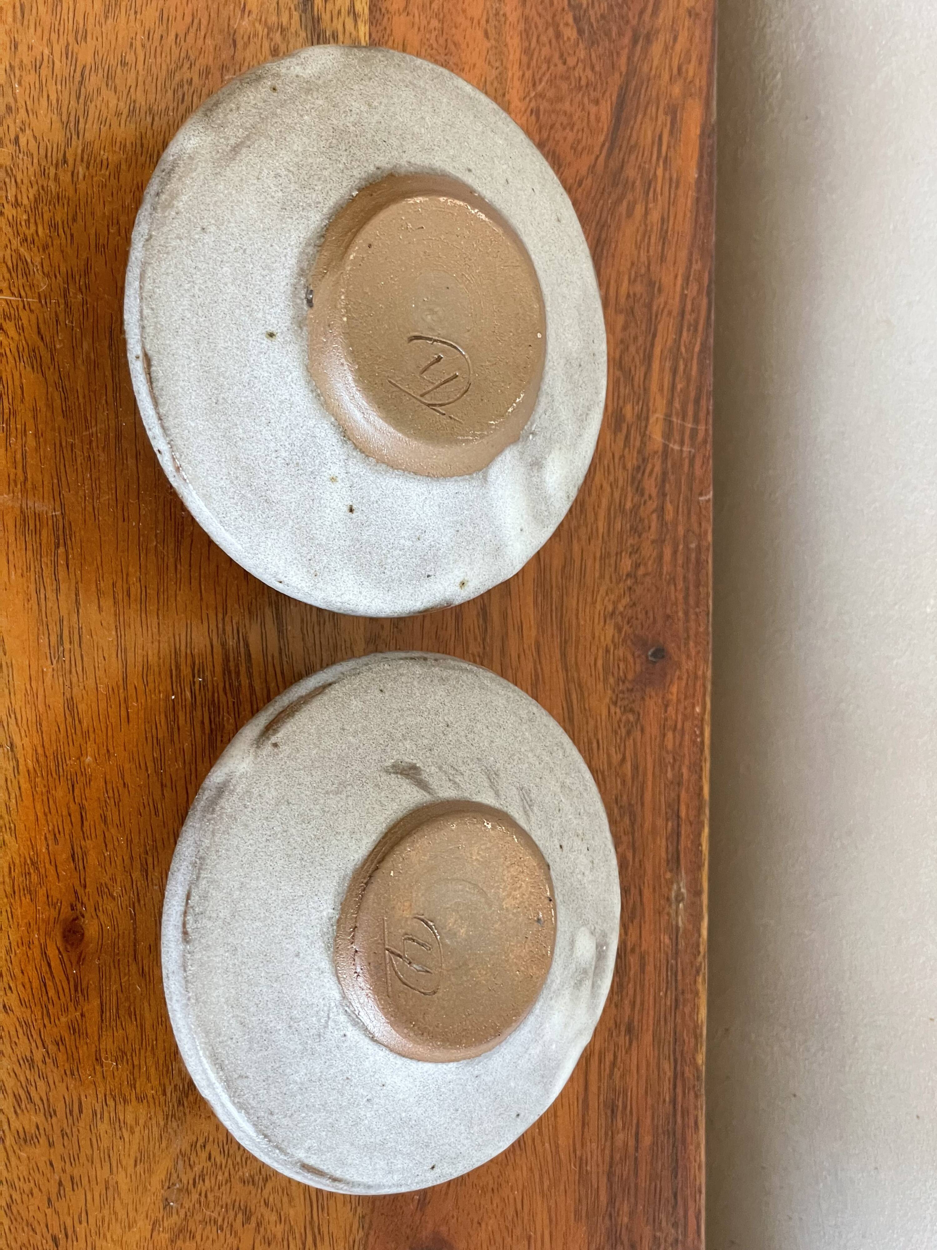 2 stoneware egg cups