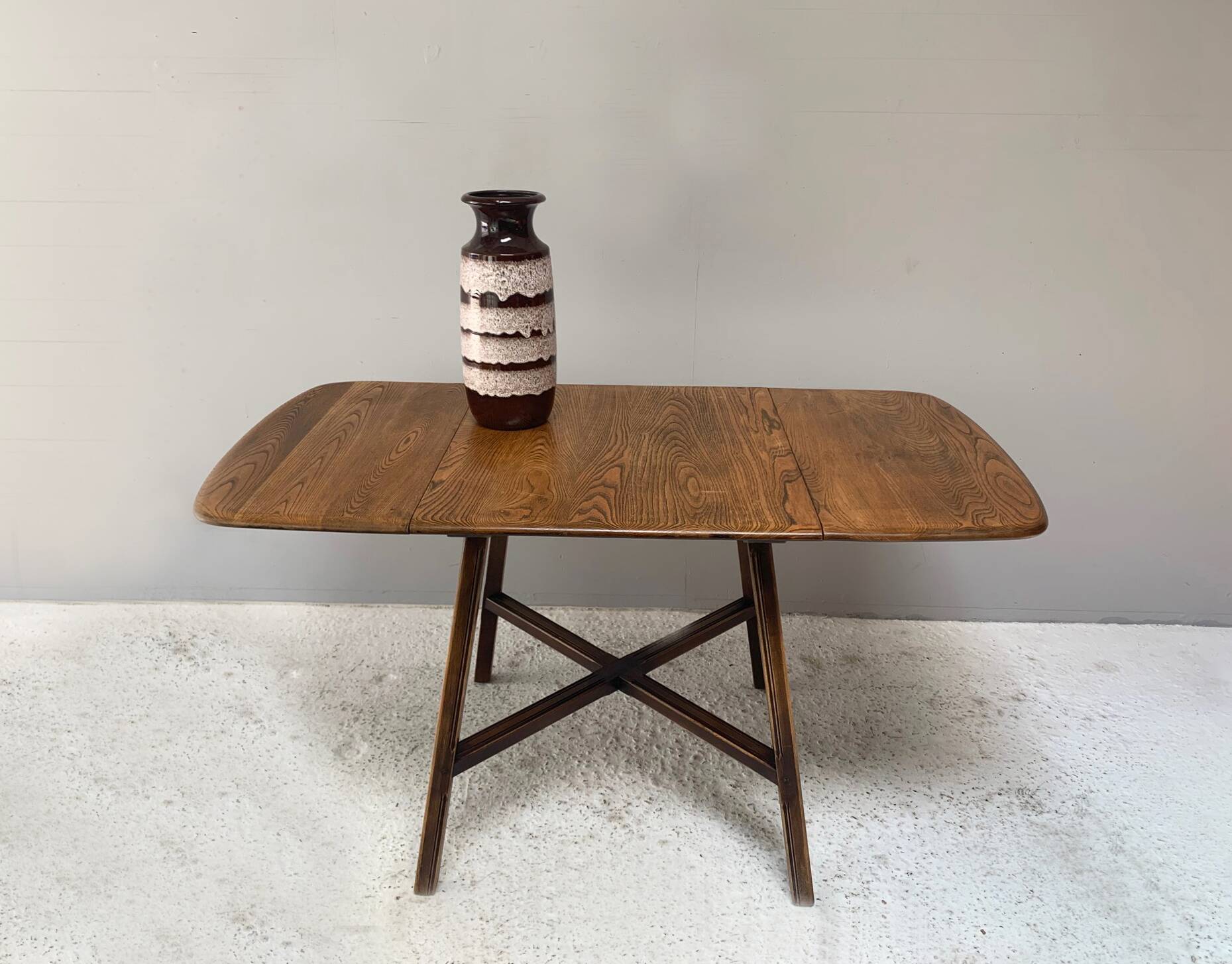 Ercol Old Colonial 377 Drop Leaf Dining Table Solid Elm Blue Label 1950s