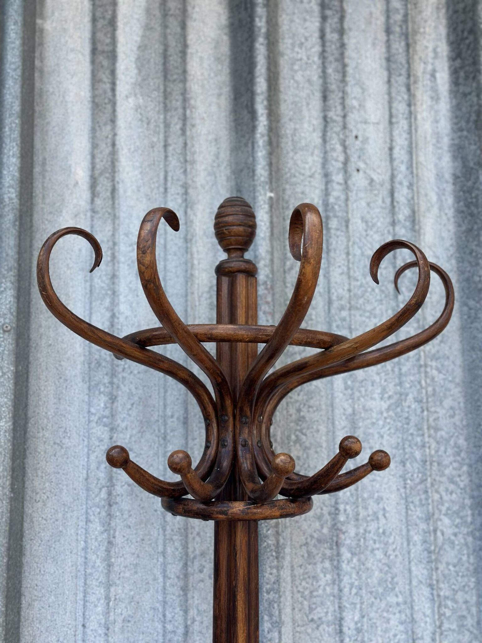 Coat rack umbrella stand curved wood