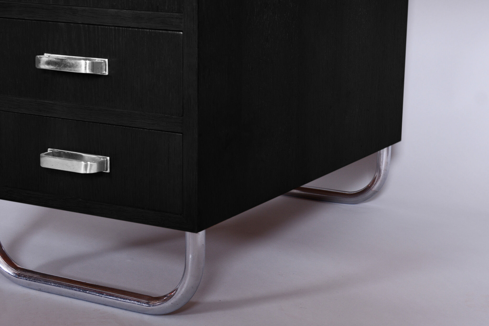 Restored Black Bauhaus Beech Writing Desk, Mücke-Melder, Czechia, 1930s