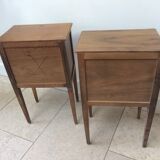 Pair of old Louis XVI style bedside tables in walnut
