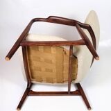 Armchair Upholstered In White Wool With Frame Made In Dark Wood By Schubell & Madsen From 1950s