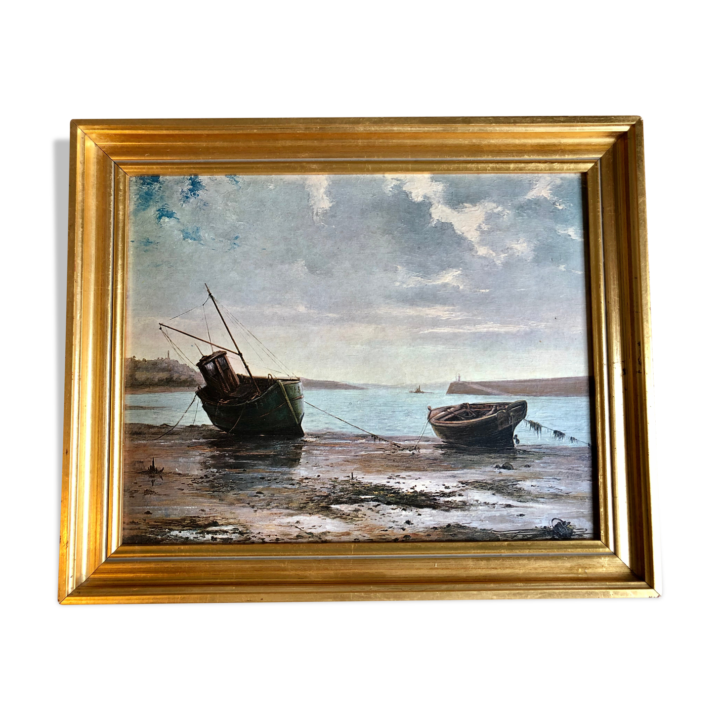 Oil on cardboard, seaside scene