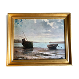 Oil on cardboard, seaside scene