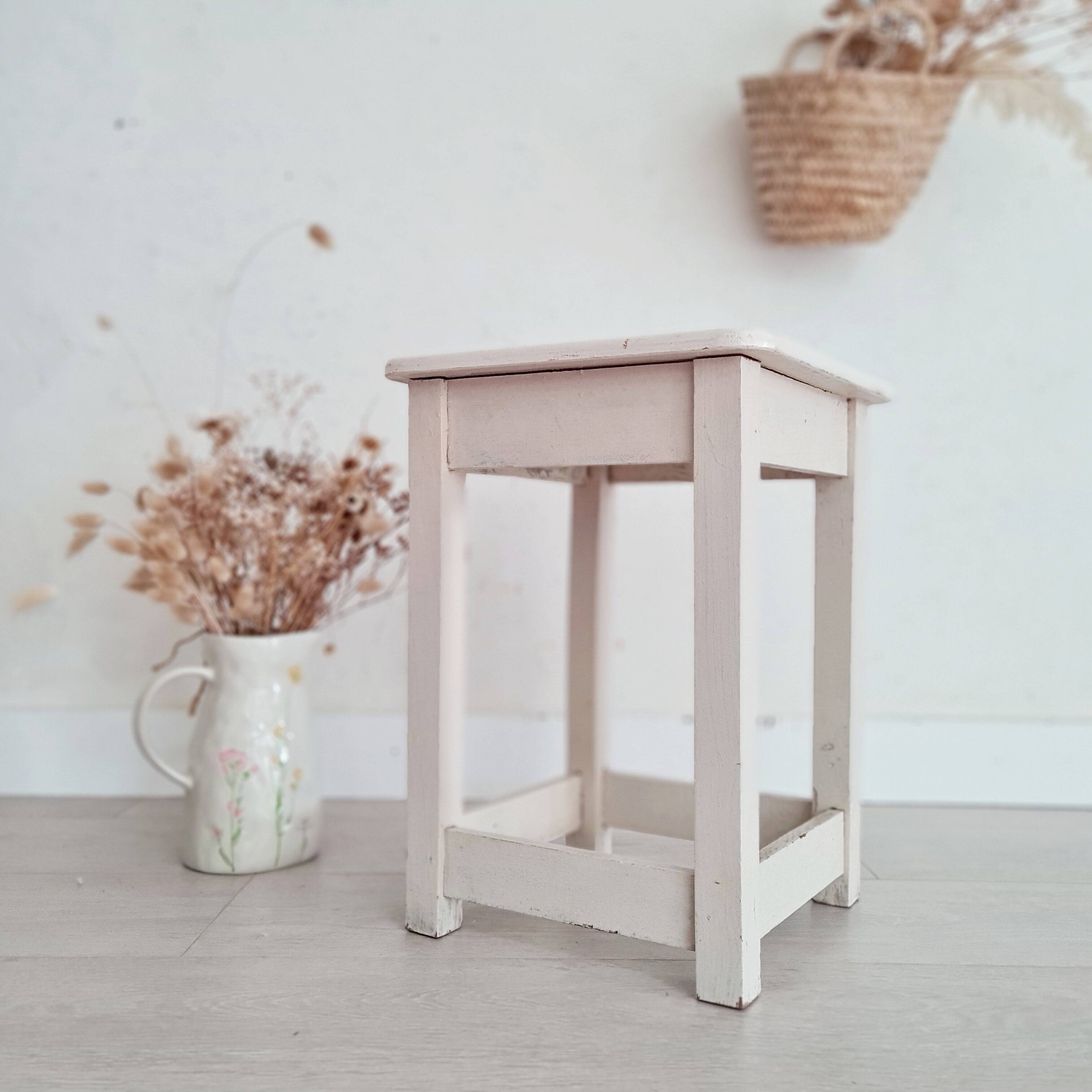 Old stool with white patina