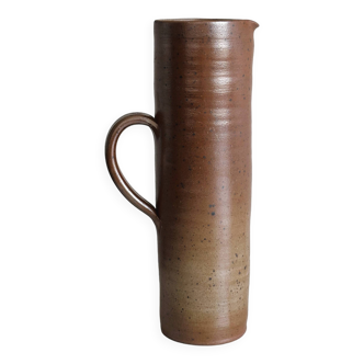 Large, handcrafted, speckled stoneware pitcher