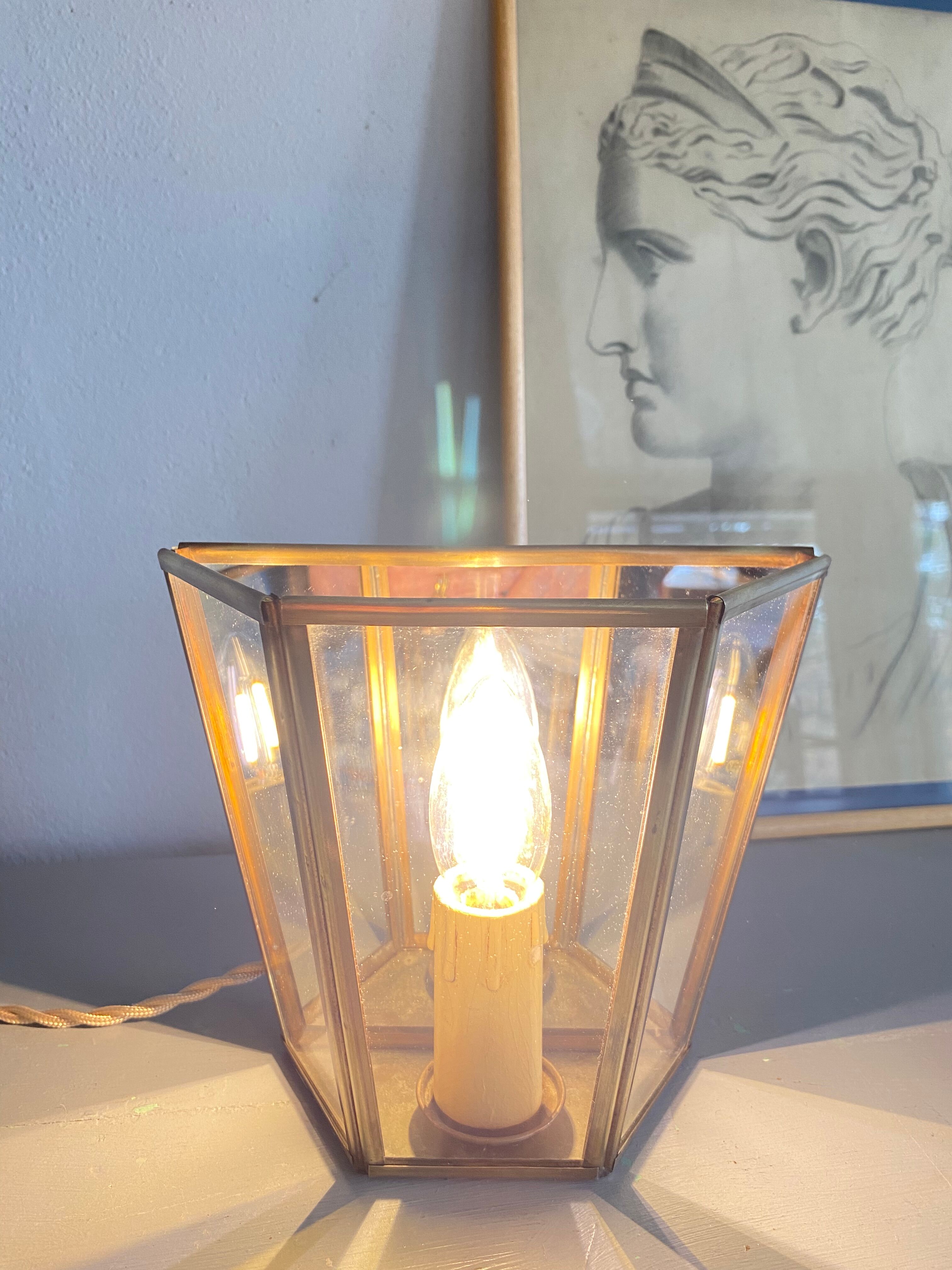 Brass wall lamp, mirror 50s