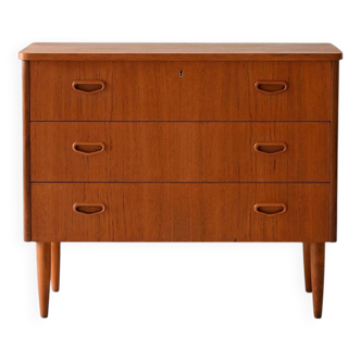 Commode scandinave 3 tiroirs en teck, années 1950-60