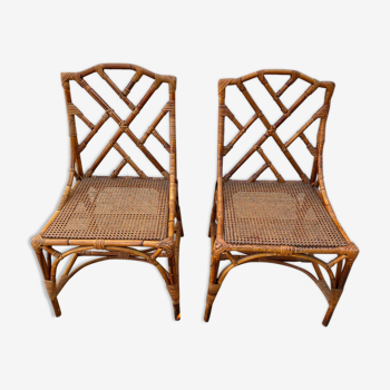 Pair of rattan chairs and vintage cannage from the 70s