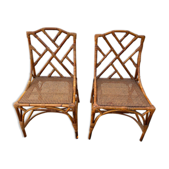 Pair of rattan chairs and vintage cannage from the 70s
