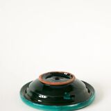 Large ceramic candlestick, handmade, green, 1970.