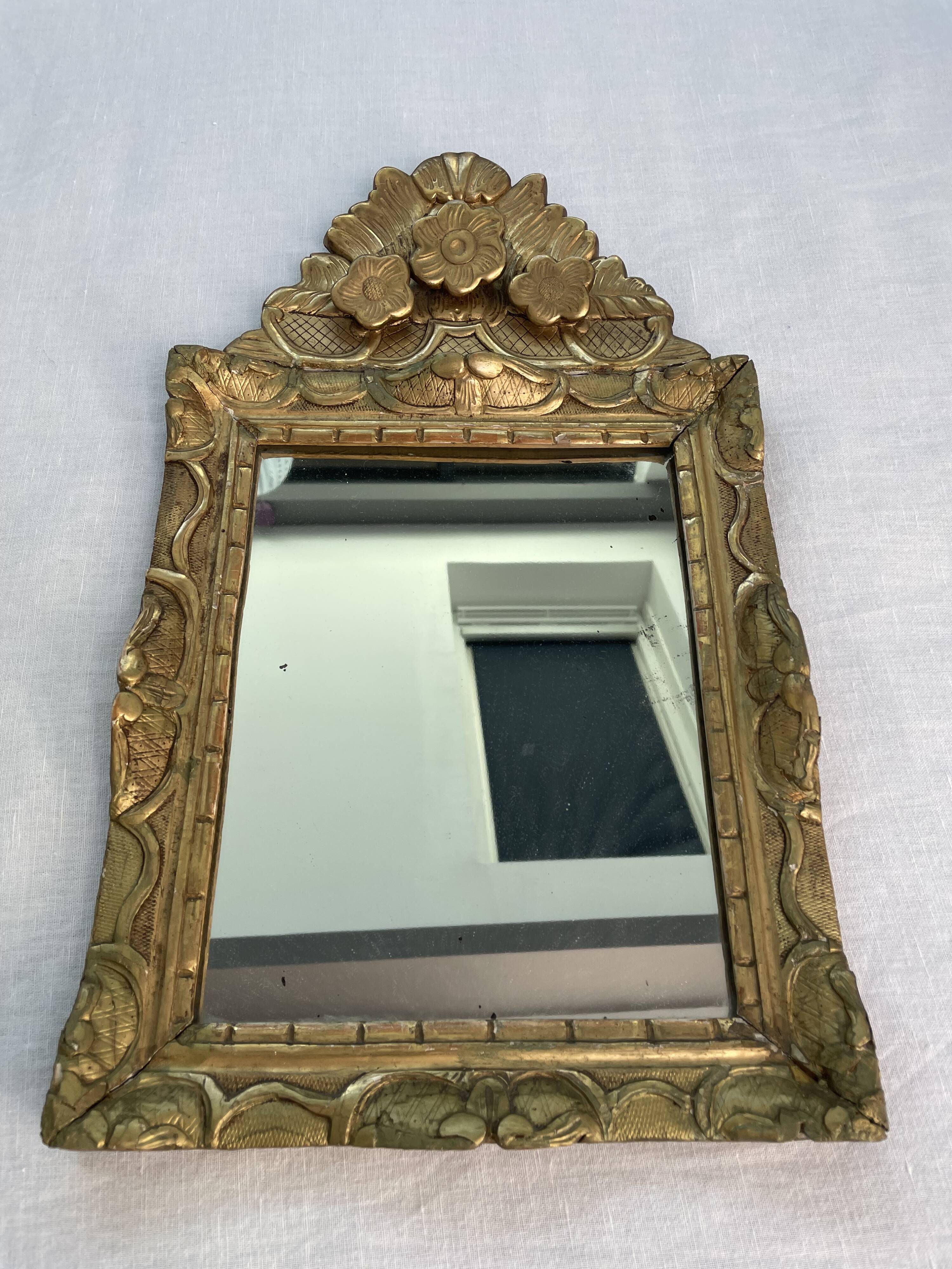 18th century mirror, Louis XVI period, gilded carved wood