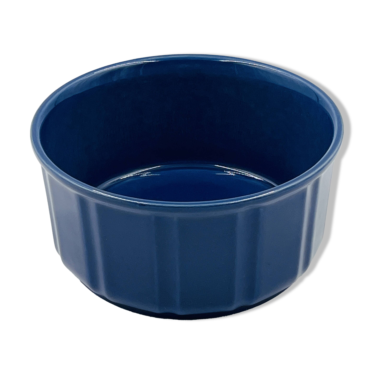 Vintage blue glazed ceramic gratin dish from the 1970s.