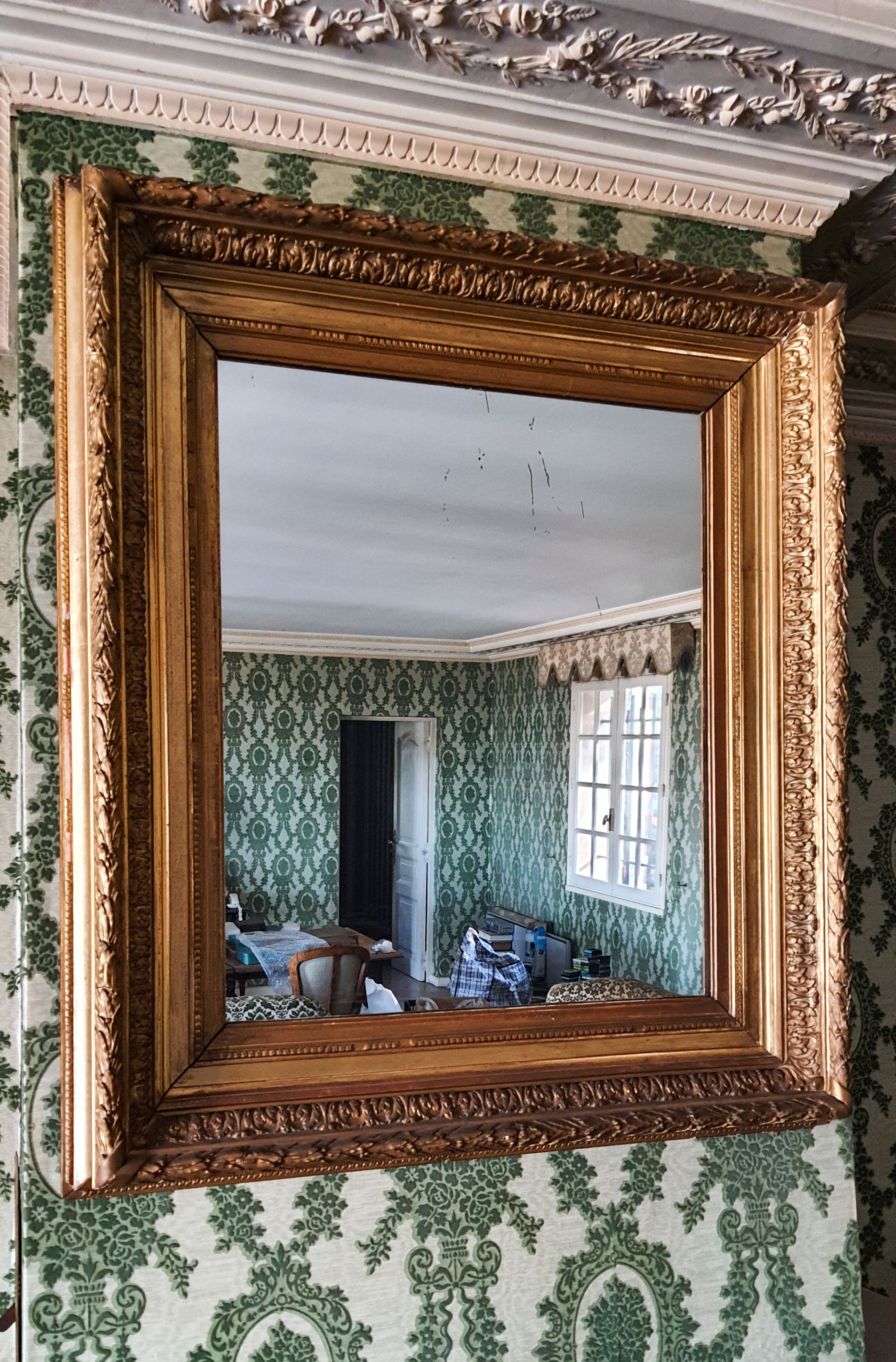 Mirror framing Napoleon III gilding gold leaf