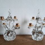 Paire de chandeliers cristal Schneider 1950