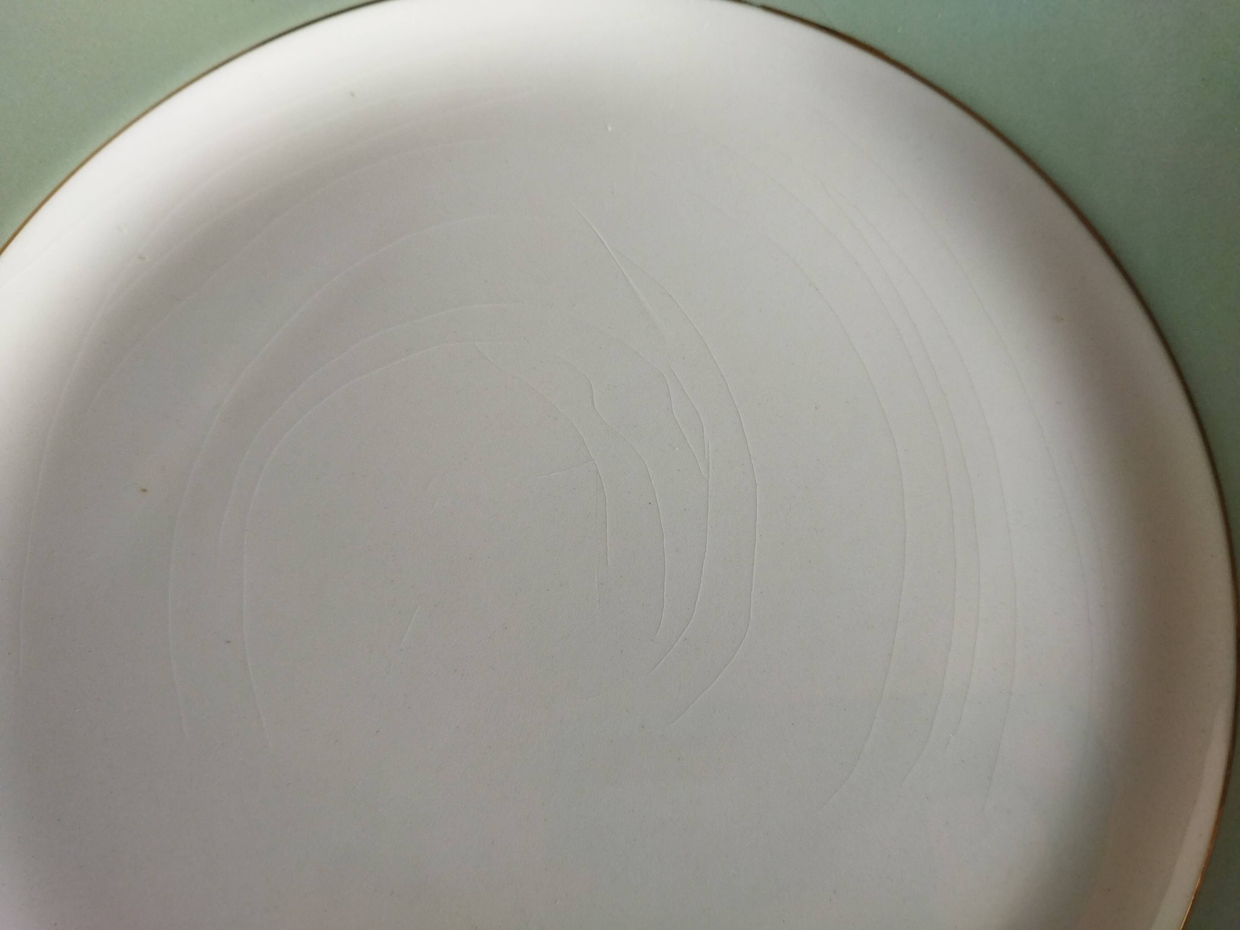 6 flat plates Villeroy & Boch Mettlach celadon green and vintage gold 1960s