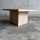 Natural beige travertine coffee table from the 1970s — minimalist Italian design, solid square top