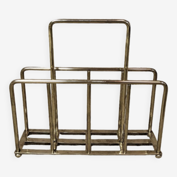 Vintage modernist brass magazine rack 1940