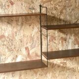 Vintage string wall shelf with 3 supports