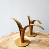 Pair of candlesticks LILY Ystad Metall Sweden brass Ivar Alenius Björk
