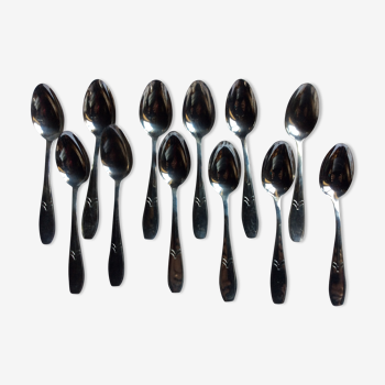 12 small art deco spoons, silver metal