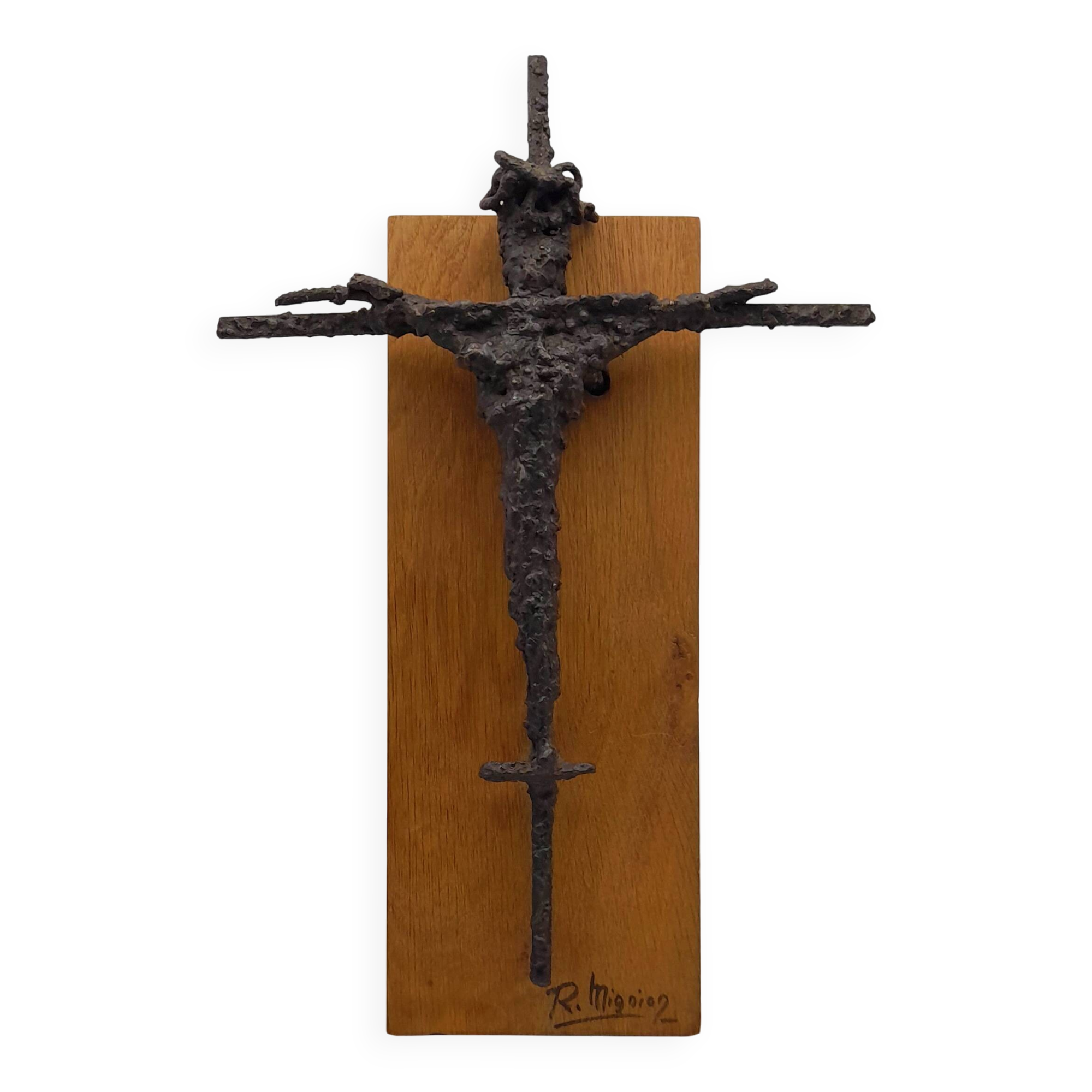 Brutalist sculpture, crucifix by René Mignion, France, 1967