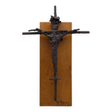 Brutalist sculpture, crucifix by René Mignion, France, 1967