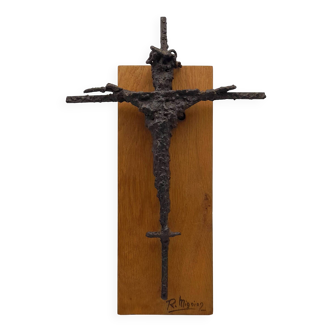 Brutalist sculpture, crucifix by René Mignion, France, 1967